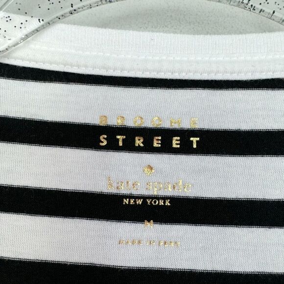 KATE SPADE | Queen Bee Black/White Striped Short Sleeve Shirt Women’s Size M - Picture 7 of 9
